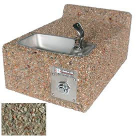 Concrete Outdoor Wall Mount Drinking Fountain, ADA, Freeze Resistant, Gray Limestone