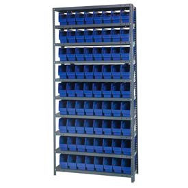 quantum 1875-203 steel shelving with 72 6"h shelf bins blue, 36x18x75-10 shelves Quantum 1875-203 Steel Shelving With 72 6"H Shelf Bins Blue, 36x18x75-10 Shelves