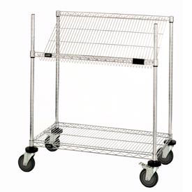 Global Industrial 269010 Global Industrial™ Easy Access Slant Shelf Chrome Wire Cart 48"L x 18"W x 48"H image.