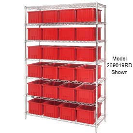 Global Industrial 269020RD Global Industrial™ Chrome Wire Shelving With 36 3"H Grid Container Red, 60x24x63 image.