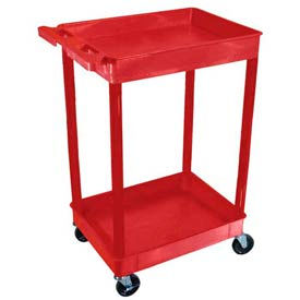Luxor Corp RDSTC11RD Luxor® RDSTC11RD Red 2 Shelf Tray Shelf Plastic Cart 24 x 18 image.