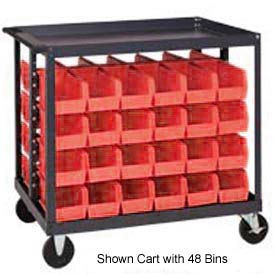 quantum qrc-4d-210-64 1/2 mobile bin cart with 64 5-3/8"d stacking bins red, 36"l x 24"w x 35-1/2"h Quantum QRC-4D-210-64 1/2 Mobile Bin Cart With 64 5-3/8"D Stacking Bins Red, 36"L x 24"W x 35-1/2"H