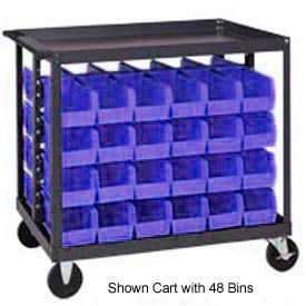 quantum qrc-4d-220-64 1/2 mobile bin cart with 64 7-3/8"d stacking bins blue, 36"l x 24"w x 35-1/2"h Quantum QRC-4D-220-64 1/2 Mobile Bin Cart With 64 7-3/8"D Stacking Bins Blue, 36"L x 24"W x 35-1/2"H