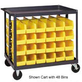 Quantum Storage Systems QRC-4D-239-16YL Quantum QRC-4D-239-16 1/2 Mobile Bin Cart With 16 10-3/4"D Stacking Bins Yellow, 36" x 24" x 35-1/2" image.