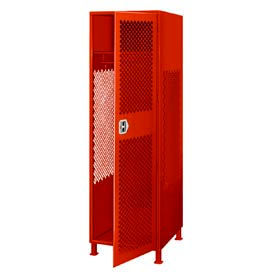Global Industrial 238341RD Global Industrial™ 1 Door Security Gear Locker w/ Legs, 24"W x 18"D x 76"H, Red, All-Welded image.