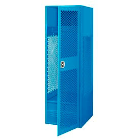 Global Industrial 238342BL Global Industrial™ 1 Door Security Gear Locker w/ Footlocker, 24"Wx18"Dx72"H, Blue, All-Welded image.