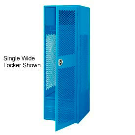Global Industrial 442514BL Global Industrial™ 1 Door Security Locker w/ Footlocker, 72"W x 18"D x 72"H, Blue, All-Welded image.