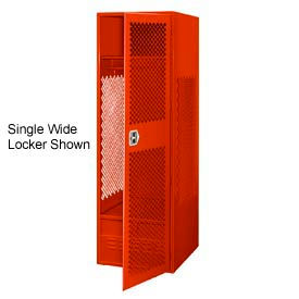 Global Industrial 442514RD Global Industrial™ 1 Door Security Locker w/ Footlocker, 72"W x 18"D x 72"H, Red, All-Welded image.