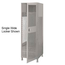 Global Industrial 442515GY Global Industrial™ 1 Door Gear Locker w/Footlocker & Legs, 72"W x 18"D x 76"H, Gray, All-Welded image.