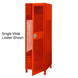 Global Industrial 442515RD Global Industrial™ 1 Door Gear Locker w/ Footlocker & Legs, 72"W x 18"D x 76"H, Red, All-Welded image.