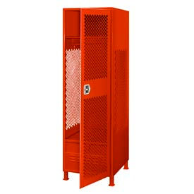 Global Industrial 238347RD Global Industrial™ 1 Door Security Locker w/ Footlocker & Legs, 24"Wx24"Dx76"H, Red, All-Welded image.