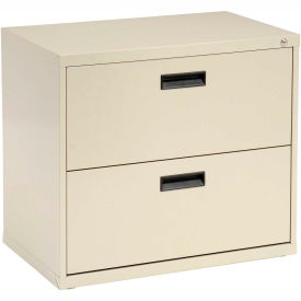 Global Industrial 248986PY Interion® 30" Lateral File Cabinet 2 Drawer Putty image.