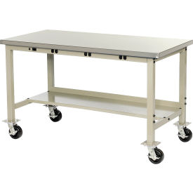 Global Industrial 249414TN Global Industrial™ Mobile Lab Workbench, 60 x 30", Power Outlets, Laminate Safety Edge, Tan image.