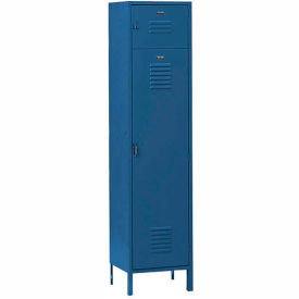 Penco 6447V806 Penco® Vanguard 1-Tier 2 Door Box Over Locker, 18"W x 21"D x 78"H, Blue, Unassembled image.