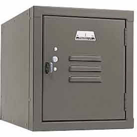 Penco 6159V028 Penco® Vanguard 1-Tier 1 Door Box Locker, 12"W x 15"D x 13-5/8"H, Gray, Unassembled image.