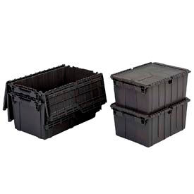 Lewis Bins FP243-DTMQ-BLACK ORBIS Flipak® Distribution Container FP243-DTMQ-BLACK - 26-7/8 x 17 x 12 Recycled Black image.