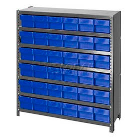 Quantum Storage Systems CL1839-602BL Quantum CL1839-602 Closed Shelving Euro Drawer Unit - 36x18x39 - 36 Euro Drawers Blue image.