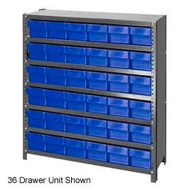 Quantum Storage Systems CL1839-624BL Quantum CL1839-624 Closed Shelving Euro Drawer Unit - 36x18x39 - 45 Euro Drawers Blue image.