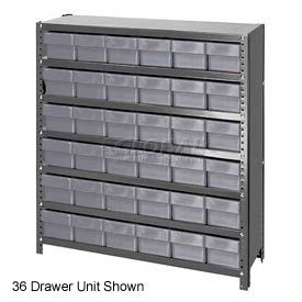 Quantum Storage Systems CL1839-604GY Quantum CL1839-604 Closed Shelving Euro Drawer Unit - 36x18x39 - 54 Euro Drawers Gray image.