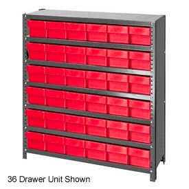 Quantum Storage Systems CL1839-604RD Quantum CL1839-604 Closed Shelving Euro Drawer Unit - 36x18x39 - 54 Euro Drawers Red image.