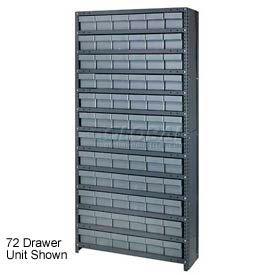 Quantum Storage Systems CL1275-801GY Quantum CL1275-801 Closed Shelving Euro Drawer Unit - 36x12x75 - 36 Euro Drawers Gray image.