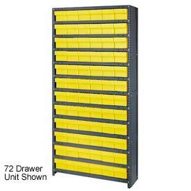 Quantum Storage Systems CL1275-801YL Quantum CL1275-801 Closed Shelving Euro Drawer Unit - 36x12x75 - 36 Euro Drawers Yellow image.