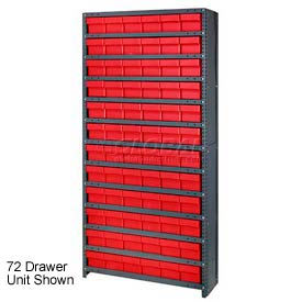 quantum cl1275-701 closed shelving euro drawer unit - 36x12x75 - 48 euro drawers red Quantum CL1275-701 Closed Shelving Euro Drawer Unit - 36x12x75 - 48 Euro Drawers Red