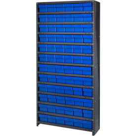 quantum cl1875-602 closed shelving euro drawer unit - 36x18x75 - 72 euro drawers blue 