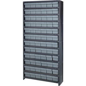 quantum cl1875-602 closed shelving euro drawer unit - 36x18x75 - 72 euro drawers gray 