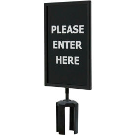 Lawrence Metal Prod. Inc QWAYSIGN-7" X 11"-PLEASE ENTER HERE (BOTH SIDES) Queueway Acrylic Sign, Double Sided, "Please Enter Here", 7"Wx11"H, Black/White image.