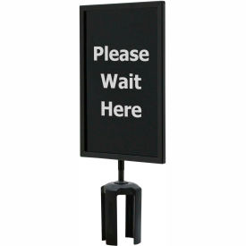 Lawrence Metal Prod. Inc QWAYSIGN-7" X 11"-PLEASE WAIT HERE (ONE SIDE) Queueway Acrylic Sign, Double Sided, "Please Wait Here", 7"Wx11"H, Black/White image.