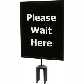 Lawrence Metal Prod. Inc QWAYSIGN-11"X14"-PLEASE WAIT HERE (ONE SIDE) Queueway Acrylic Sign, "Please Wait Here", 11"Wx14"H, Black/White image.