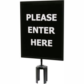 Lawrence Metal Prod. Inc QWAYSIGN-11" X 14"-PLEASE ENTER HERE (BOTH SIDES Queueway Acrylic Sign, Double Sided, "Please Wait Here", 11"Wx14"H, Black/White image.