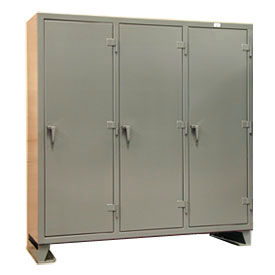 Strong Hold Products 66-MS-2415 StrongHold® 1-Tier 3 Door Multi-Shift Personal Locker, 74"W x 24"D x 78"H, Gray, All-Welded image.