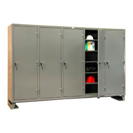 Strong Hold Products 106-MS-2425 StrongHold® 1-Tier 5 Door Multi-Shift Personal Locker, 122"W x 24"D x 78"H, Gray, All-Welded image.