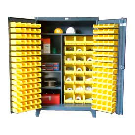 Strong Hold Products 46-BSCW-241-3WLR Strong Hold® Heavy Duty Bin Cabinet 46-BSCW-241-3WLR - With 165 Bins And Shelves 48x24x78 image.