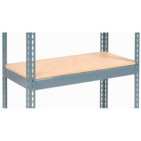 Global Industrial B2296799 Global Industrial™ Additional Shelf, Double Rivet Channel, Wood Deck, 96"W x 48"D, Gray, USA image.