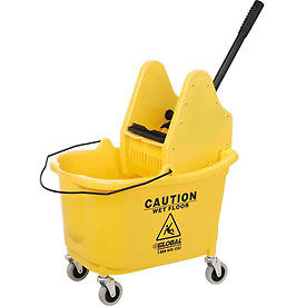 Global Industrial 260595 Global Industrial™ Mop Bucket And Wringer Combo 38 Qt., Down Press, Yellow image.