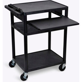 Luxor Corp LP34LE-B Luxor Plastic Audio Visual Cart with Pull-Out Laptop Shelf 34"H image.