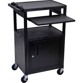 Luxor Corp LP42CLE-B Luxor Security AV Cart with Pull-Out Laptop Shelf 42"H image.