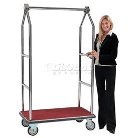 Aarco Products LC-2C Aarco Easy-Roll Chrome Bellman Hotel Luggage Cart LC-2C 42 x 24 image.