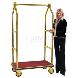 Aarco Products LC-2B Aarco Easy-Roll Brass Bellman Hotel Luggage Cart LC-2B 42 x 24 image.