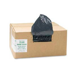 United Stationers Supply WBIRNW6050 Black Recycled Can Liners - 55 to 60 Gallon, 1.25 Mil, 100/Case image.