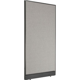 Global Industrial 238635NGY Interion® Non-Electric Office Partition Panel with Raceway, 36-1/4"W x 64"H, Gray image.