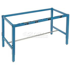 Global Industrial 249607BBL Global Industrial™ Workbench Frame W/ Adjustable Leg & Power Apron, 93-5/8"W x 27-9/16"D, Blue image.