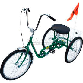 Vestil Manufacturing IBIKE-3-DC-G Industrial Tricycle 250 Lb Capacity 3 Speed Coaster Brake Green image.