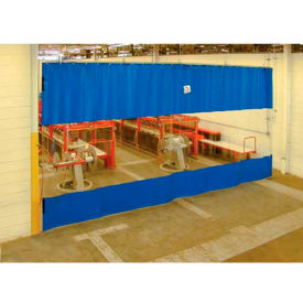Global Industrial 985533 Global Industrial™ Blue Curtain Wall Partition with Clear Vision Strip 24 x 10  image.