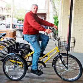 Worksman Trading Corp ADBB-CB-YELLOW Adaptable Tricycle 500Lb Cap. 1Speed Coaster Brake with Rear Steel Basket Yellow image.