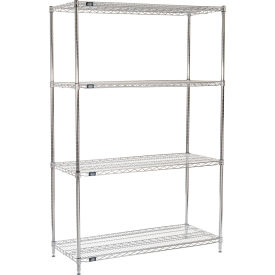 Global Industrial 796165 Nexel® 4 Shelf, Chrome Wire Shelving Unit, Starter, 48"W x 21"D x 74"H image.