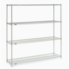 Global Industrial 796283 Nexel® 4 Shelf, Poly-Z-Brite® Wire Shelving Unit, Starter, 72"W x 14"D x 74"H image.